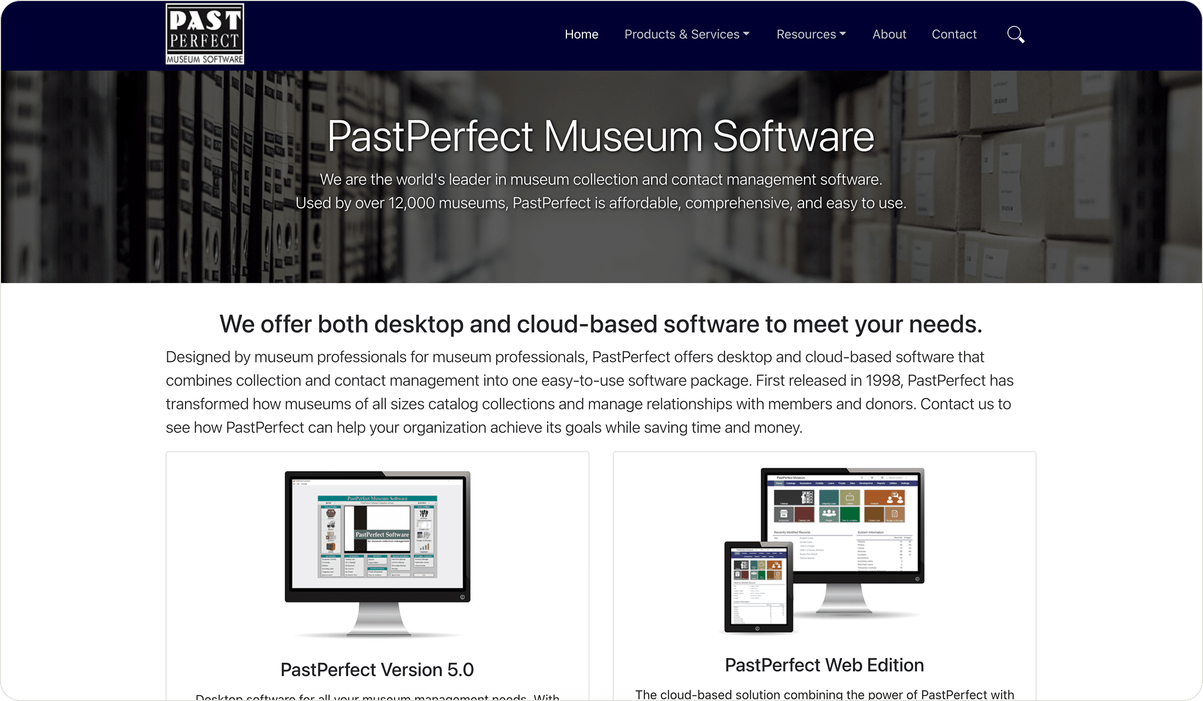 Pastperfect homepage