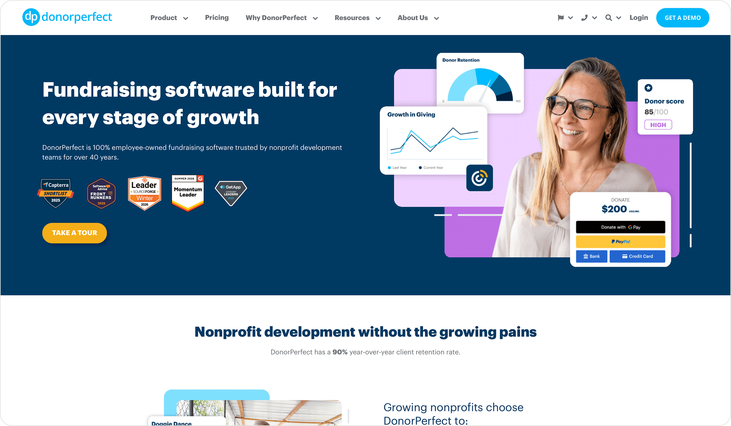 Donorperfect's homepage