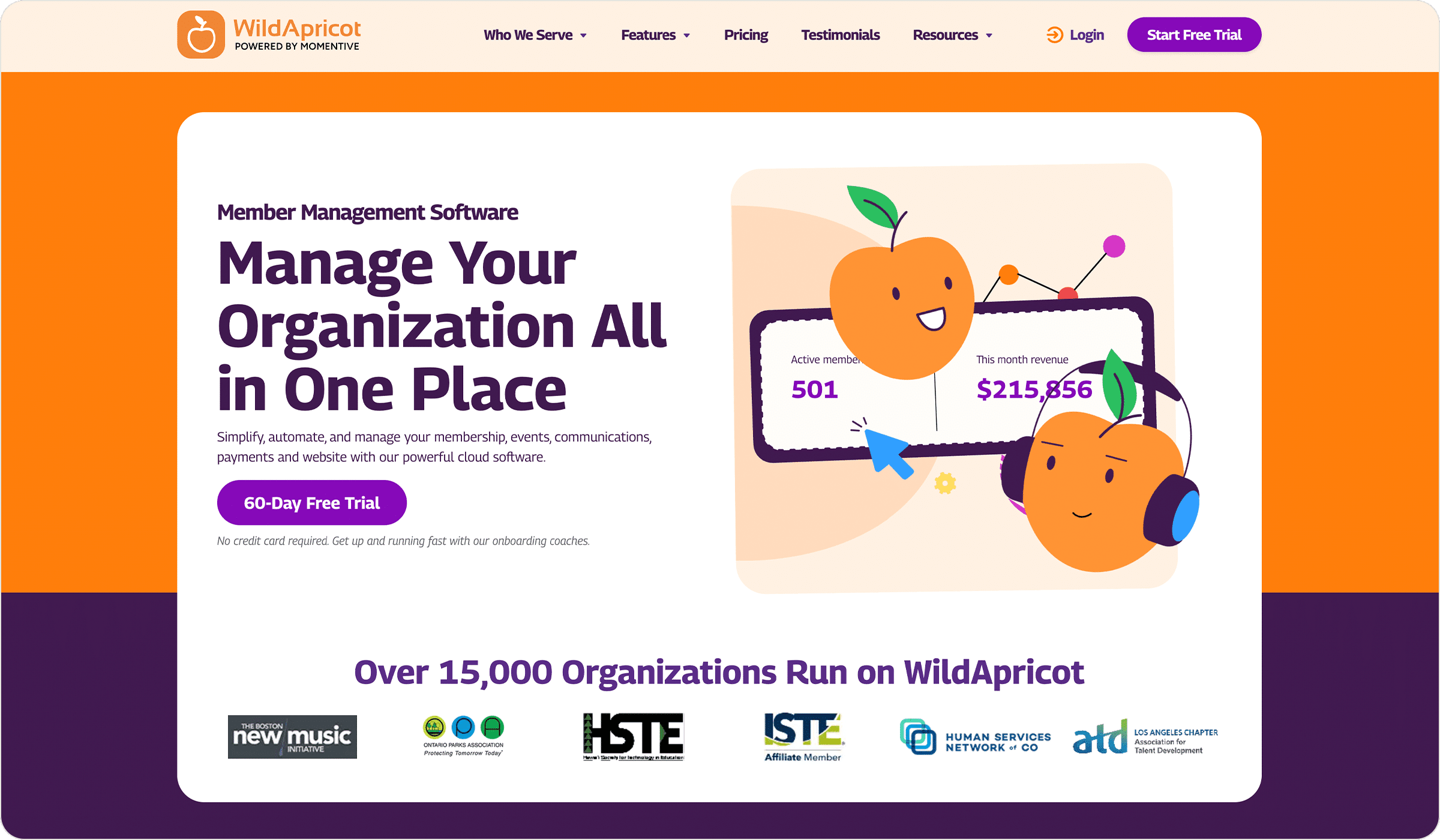 Wild Apricot's homepage